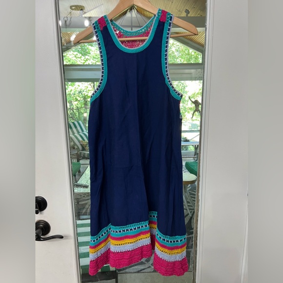 Akemi + Kin Navy With Mulyi Color Crochet Detail Sleeveless Dress Size Small - Picture 3 of 6